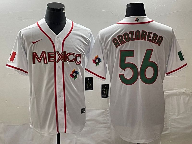 Men 2023 World Cub Mexico 56 Arozarena White green Nike MLB Jersey 13